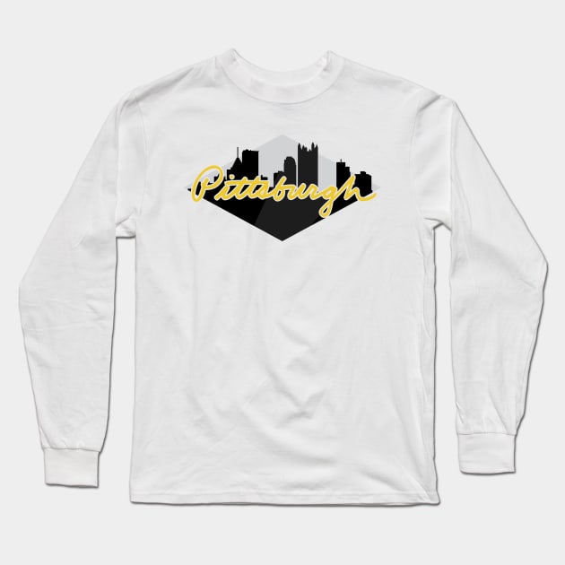 Pittsburgh Skyline Long Sleeve T-Shirt by polliadesign